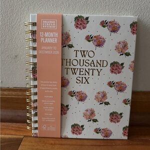 2026 Monthly Planner 12 Months Planner Orange Circle Studio Floral Design 8x7”